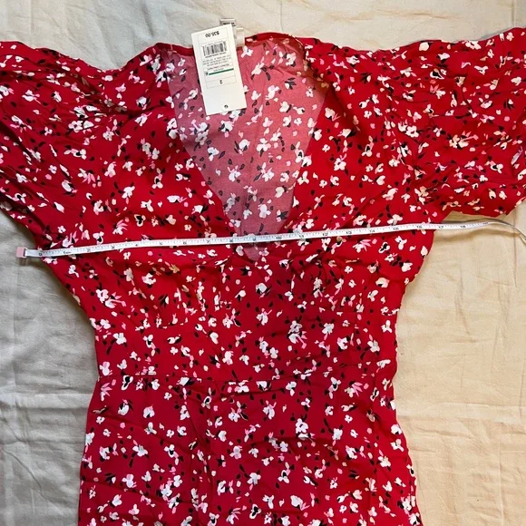 A New Day - Women's Short Sleeve Maxi Sundress Red Floral - Picture 7 of 7